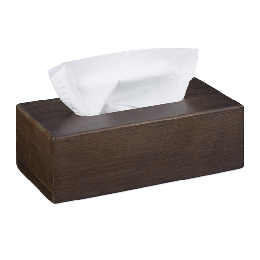 RelaxDays Dark Brown Bamboo Tissue Box - Bamboo Bathrooms