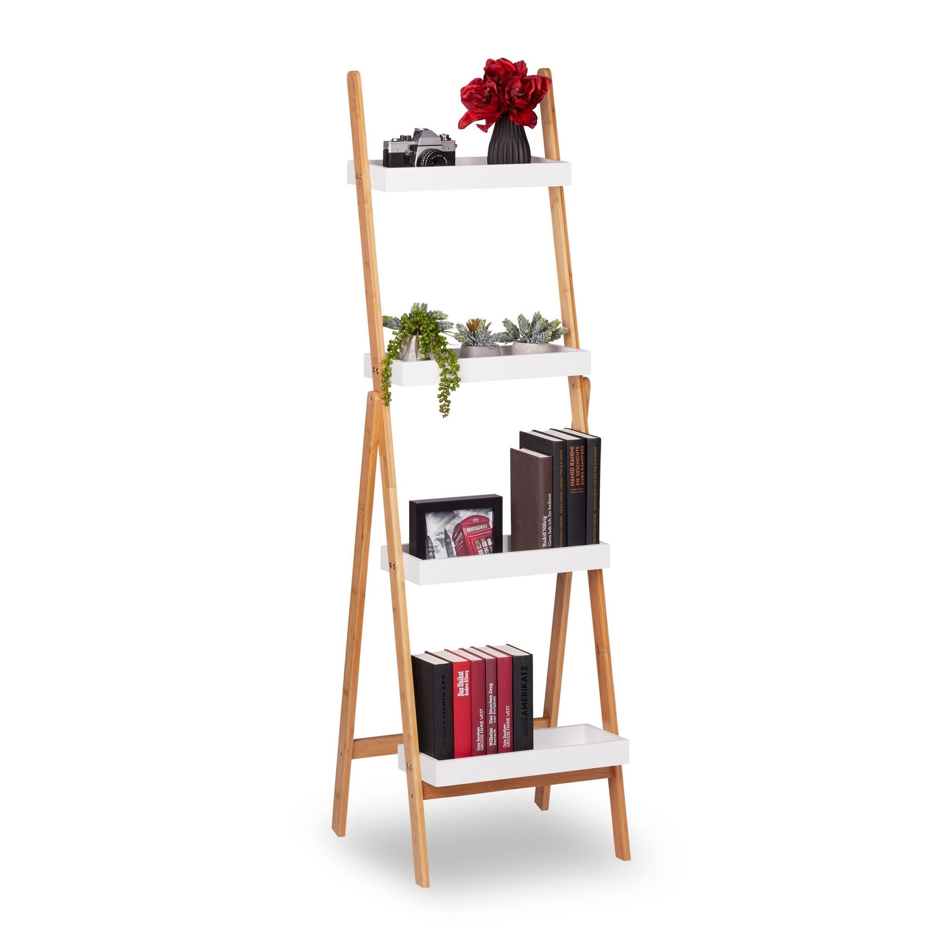 RelaxDays Foldable Bamboo Ladder Shelf - Bamboo Bathrooms