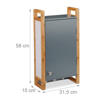 Relaxdays Grey Bamboo Bathroom Wall Cabinet - Bamboo Bathrooms