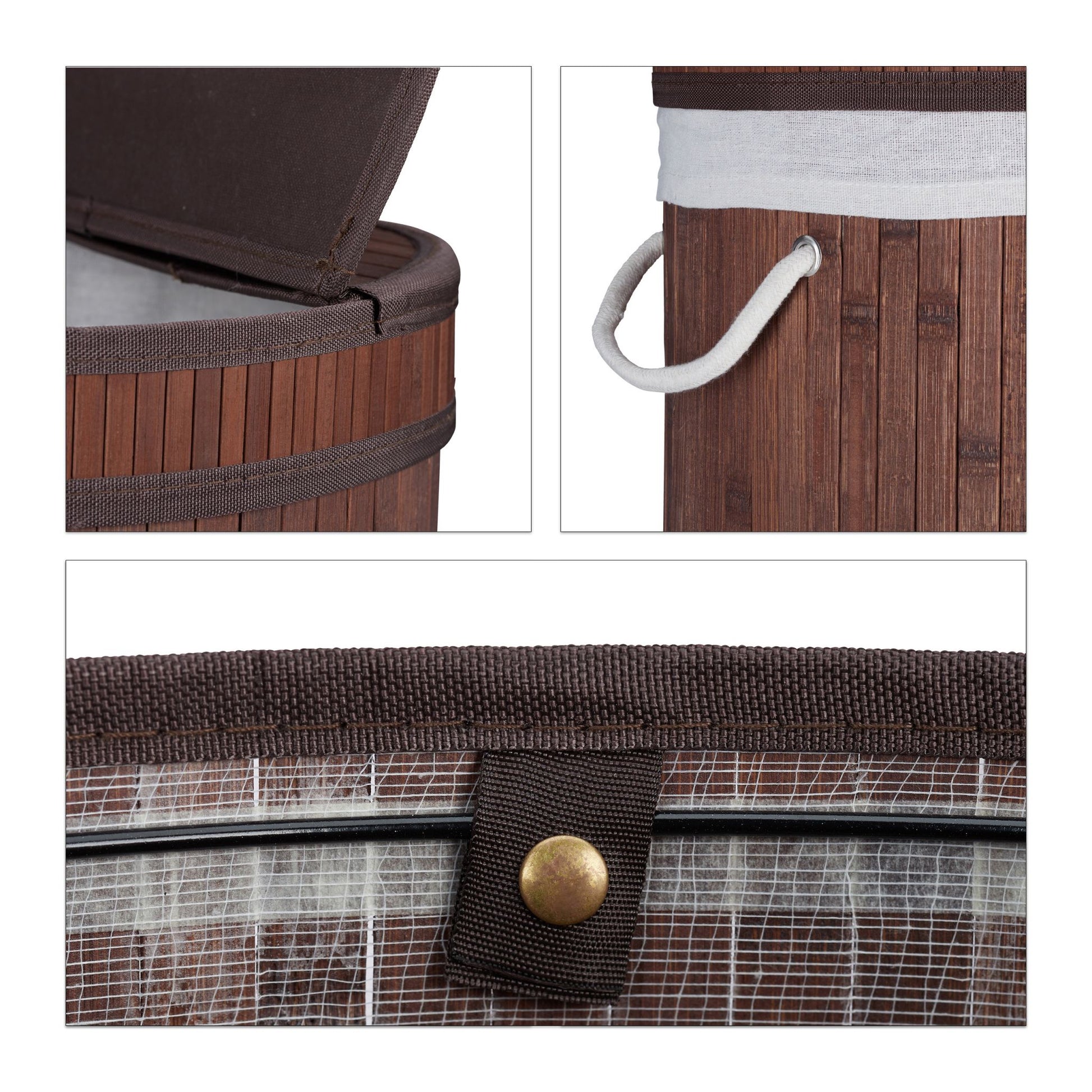 RelaxDays Lidded Laundry Hamper - Bamboo Bathrooms