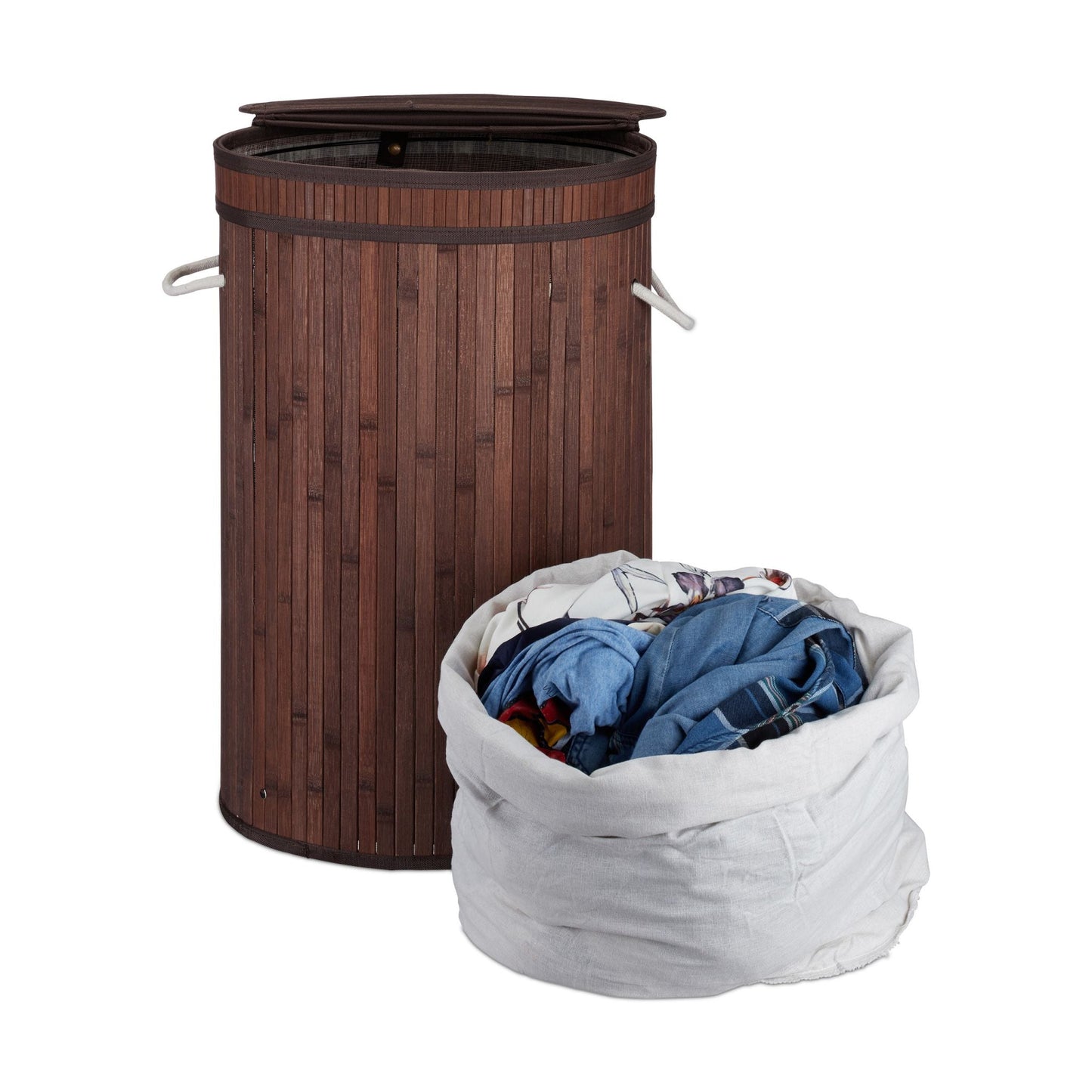 RelaxDays Lidded Laundry Hamper - Bamboo Bathrooms