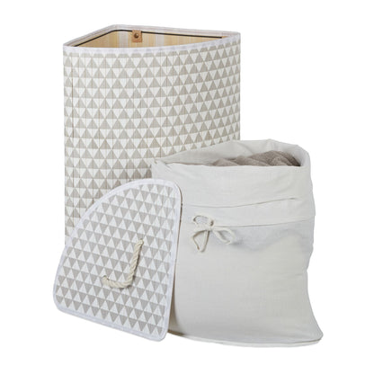 RelaxDays Patterned Corner Bamboo Hamper - Bamboo Bathrooms