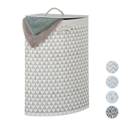 RelaxDays Patterned Corner Bamboo Hamper - Bamboo Bathrooms