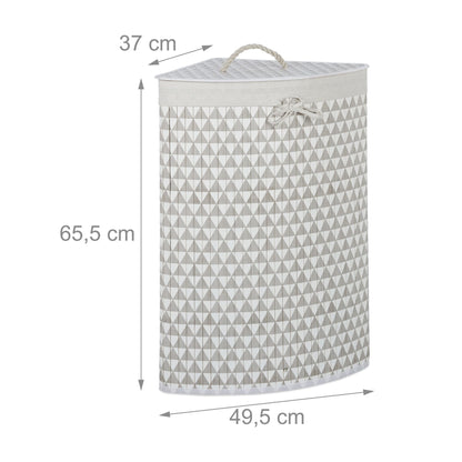 RelaxDays Patterned Corner Bamboo Hamper - Bamboo Bathrooms