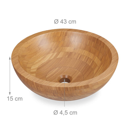 RelaxDays Round Bamboo Above - counter Basin - Bamboo Bathrooms