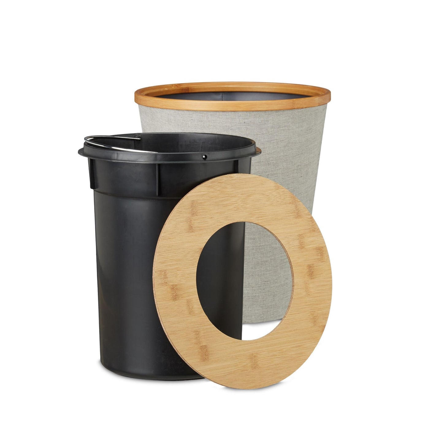 RelaxDays Round Bamboo Trash Can - Bamboo Bathrooms