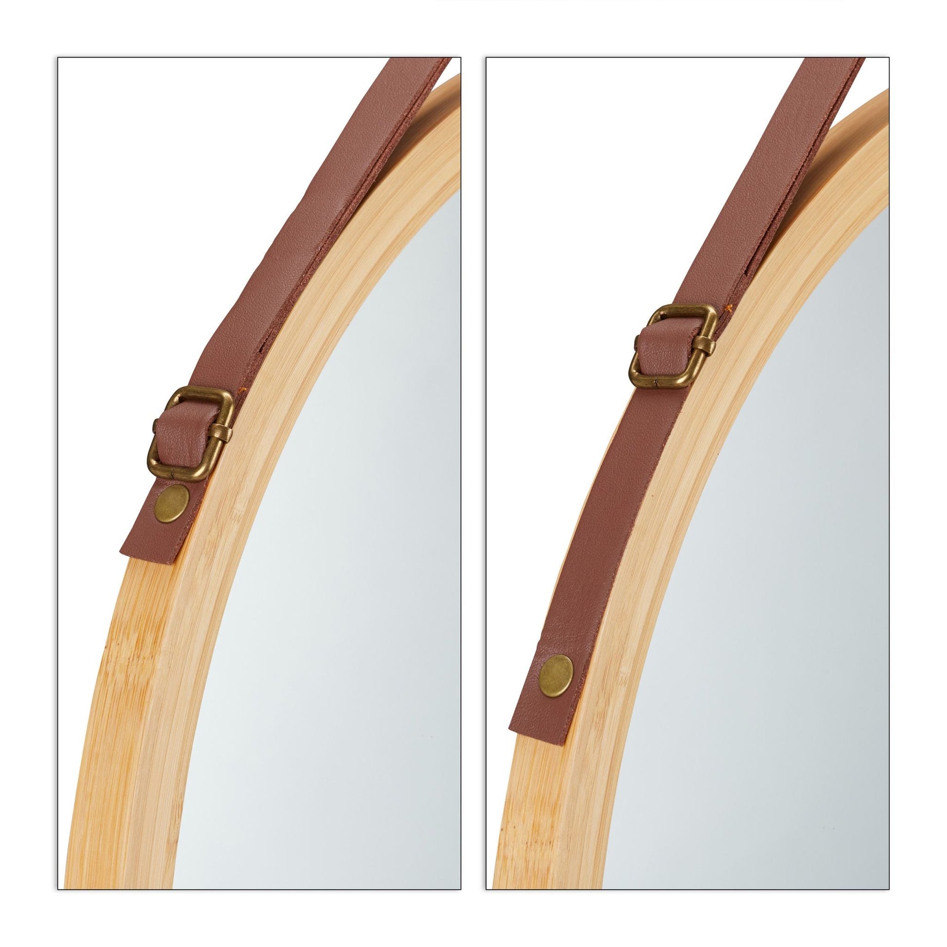 RelaxDays Round Hanging Mirror with Bamboo Frame - Bamboo Bathrooms