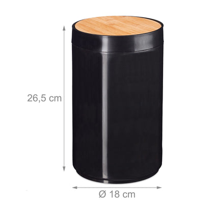 RelaxDays Sanitary Bin with Swinging Bamboo Lid - Bamboo Bathrooms