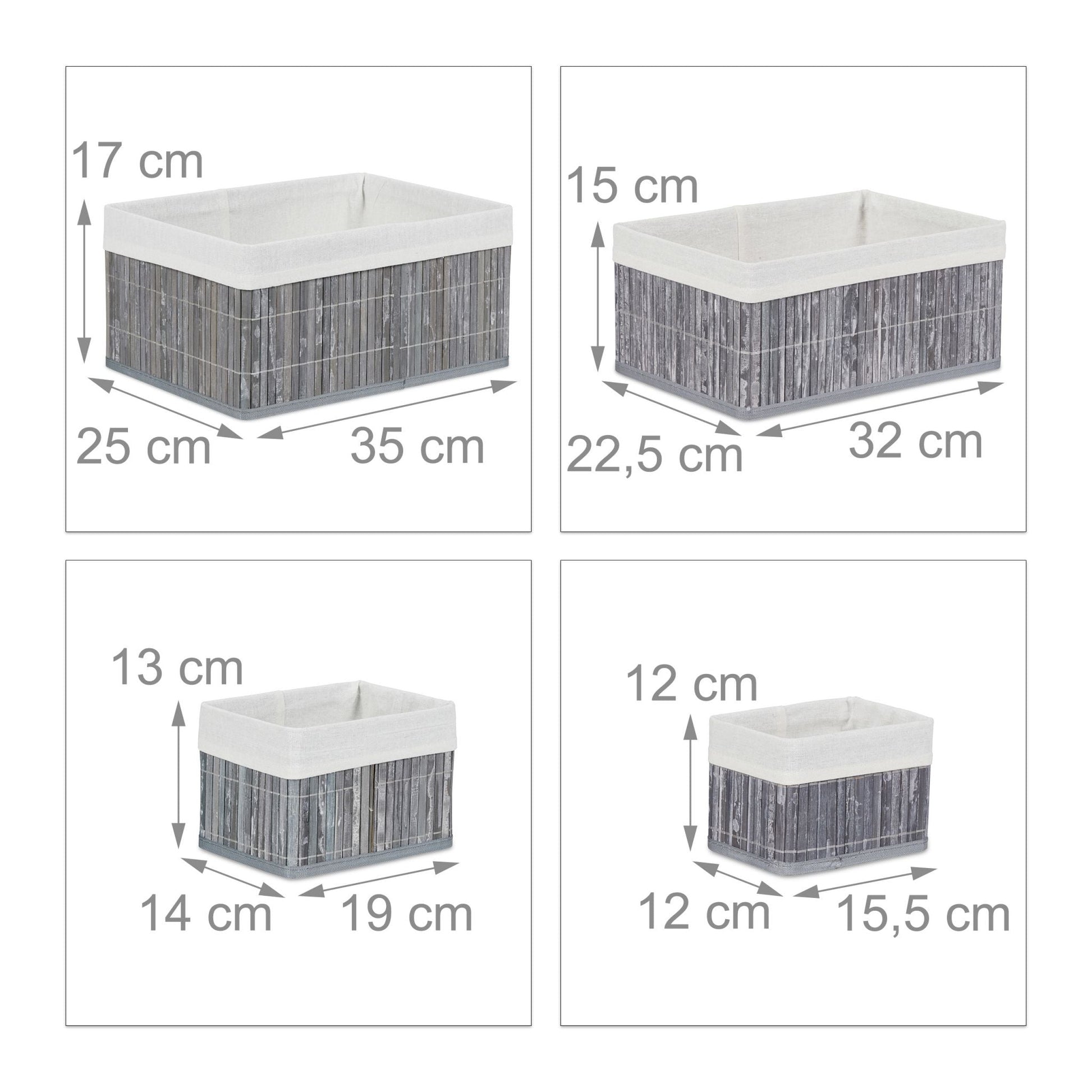 RelaxDays Set of 6 Bamboo Storage Baskets - Bamboo Bathrooms