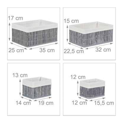 RelaxDays Set of 6 Bamboo Storage Baskets - Bamboo Bathrooms