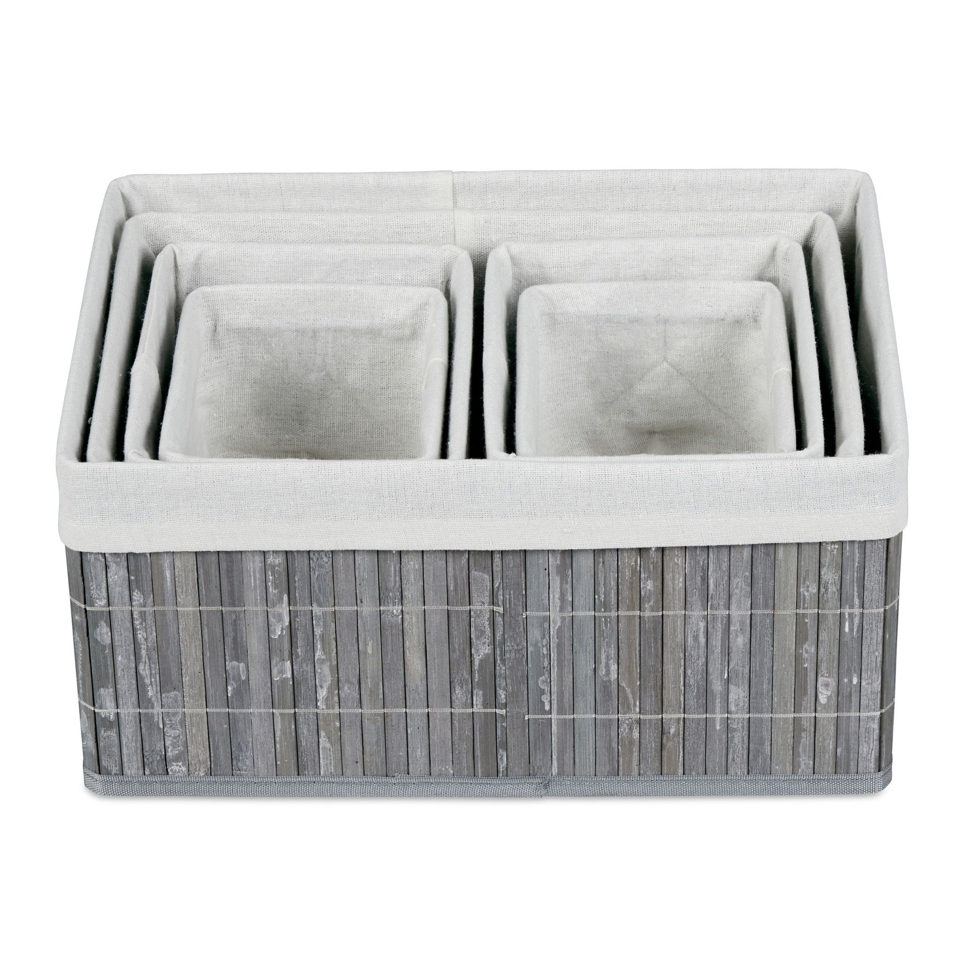 RelaxDays Set of 6 Bamboo Storage Baskets - Bamboo Bathrooms