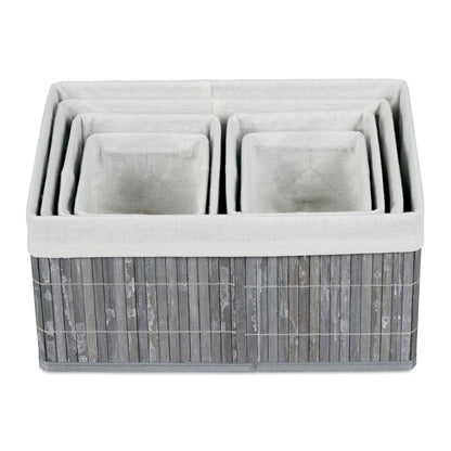 RelaxDays Set of 6 Bamboo Storage Baskets - Bamboo Bathrooms