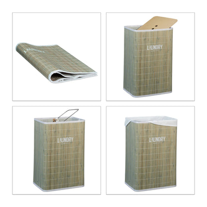 RelaxDays Square Bamboo Laundry Hamper - Bamboo Bathrooms