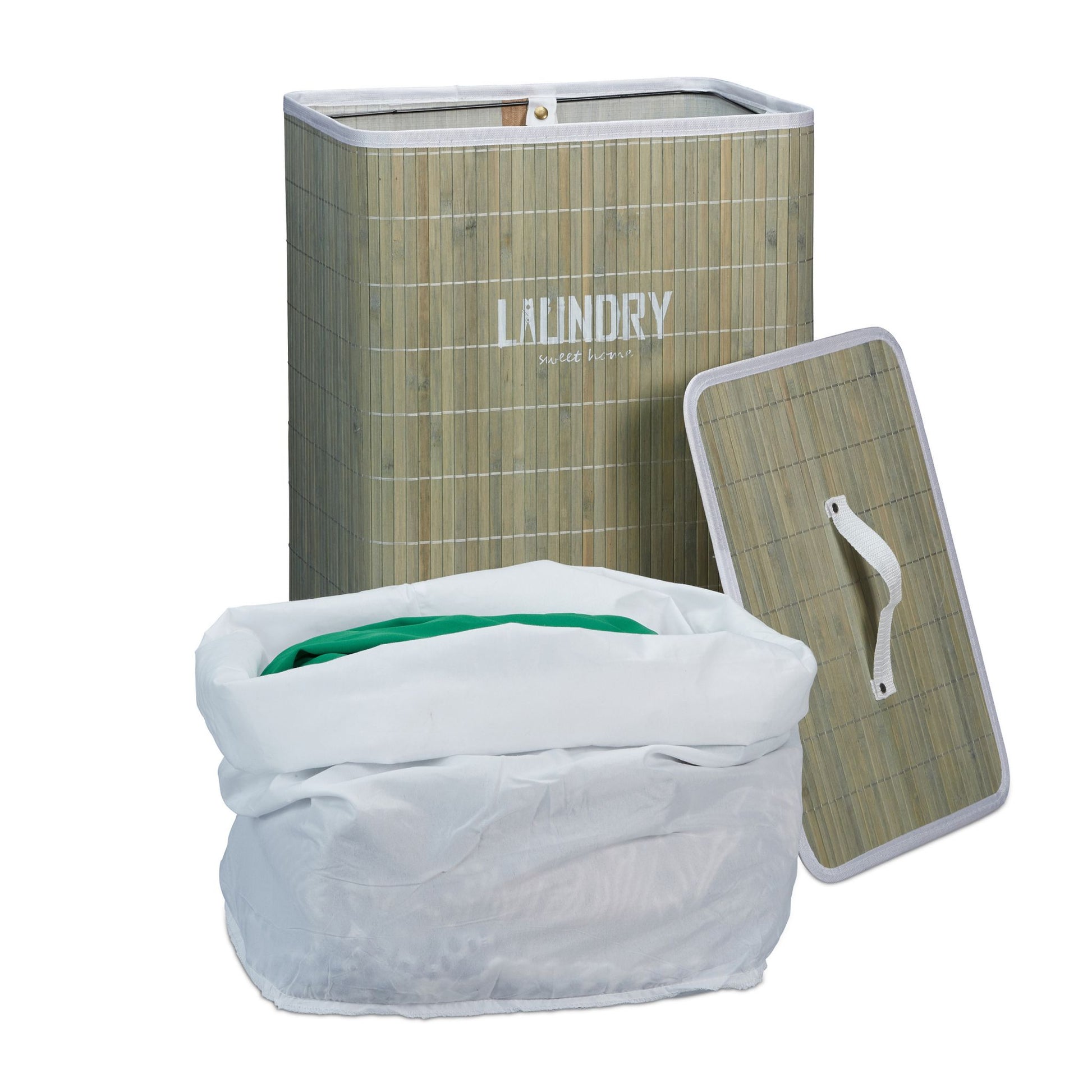 RelaxDays Square Bamboo Laundry Hamper - Bamboo Bathrooms