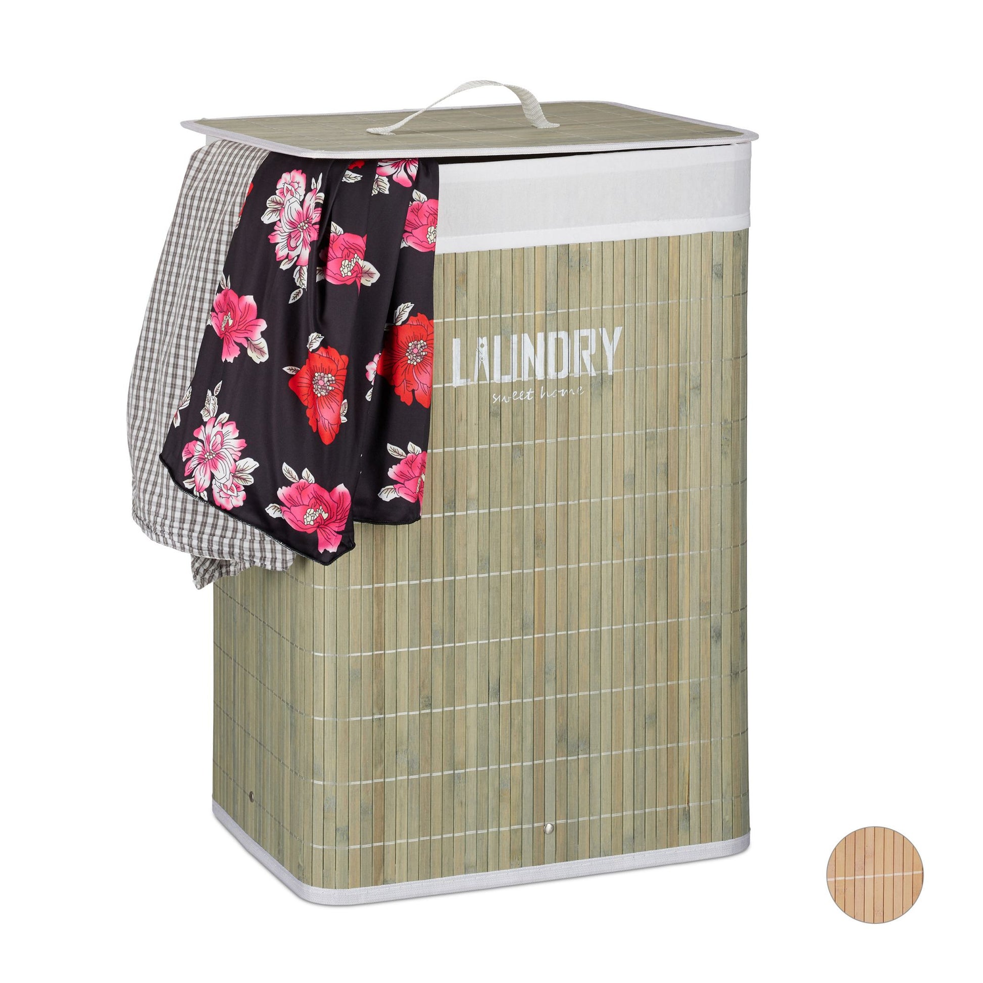 RelaxDays Square Bamboo Laundry Hamper - Bamboo Bathrooms