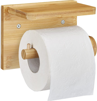 Relaxdays Toilet Roll Holder and Shelf - Bamboo Bathrooms