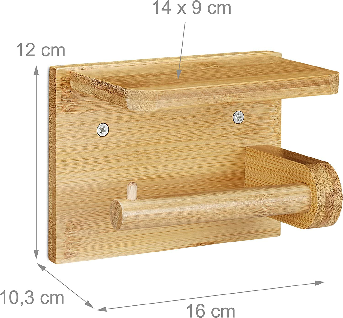 Relaxdays Toilet Roll Holder and Shelf - Bamboo Bathrooms