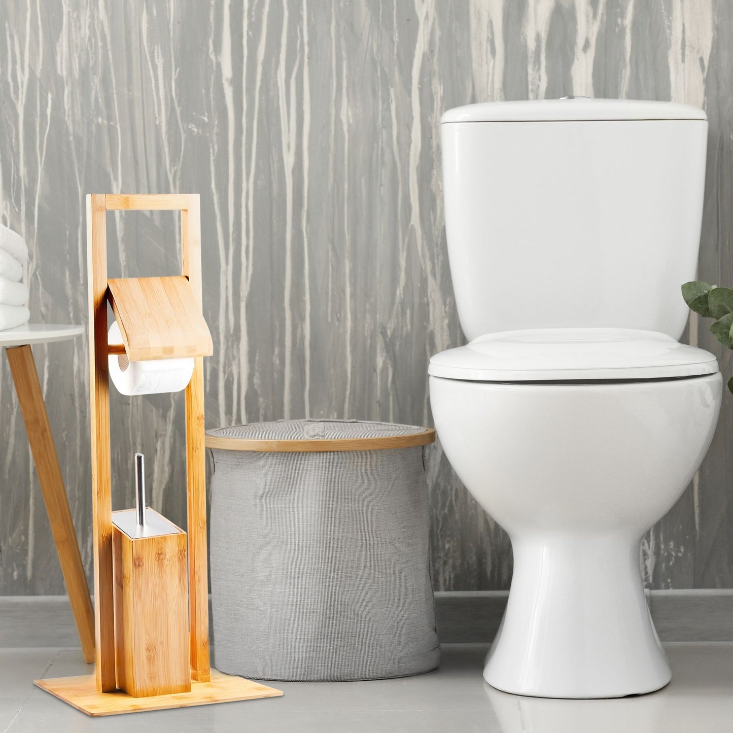 Relaxdays WC Bamboo Accessories Set - Bamboo Bathrooms