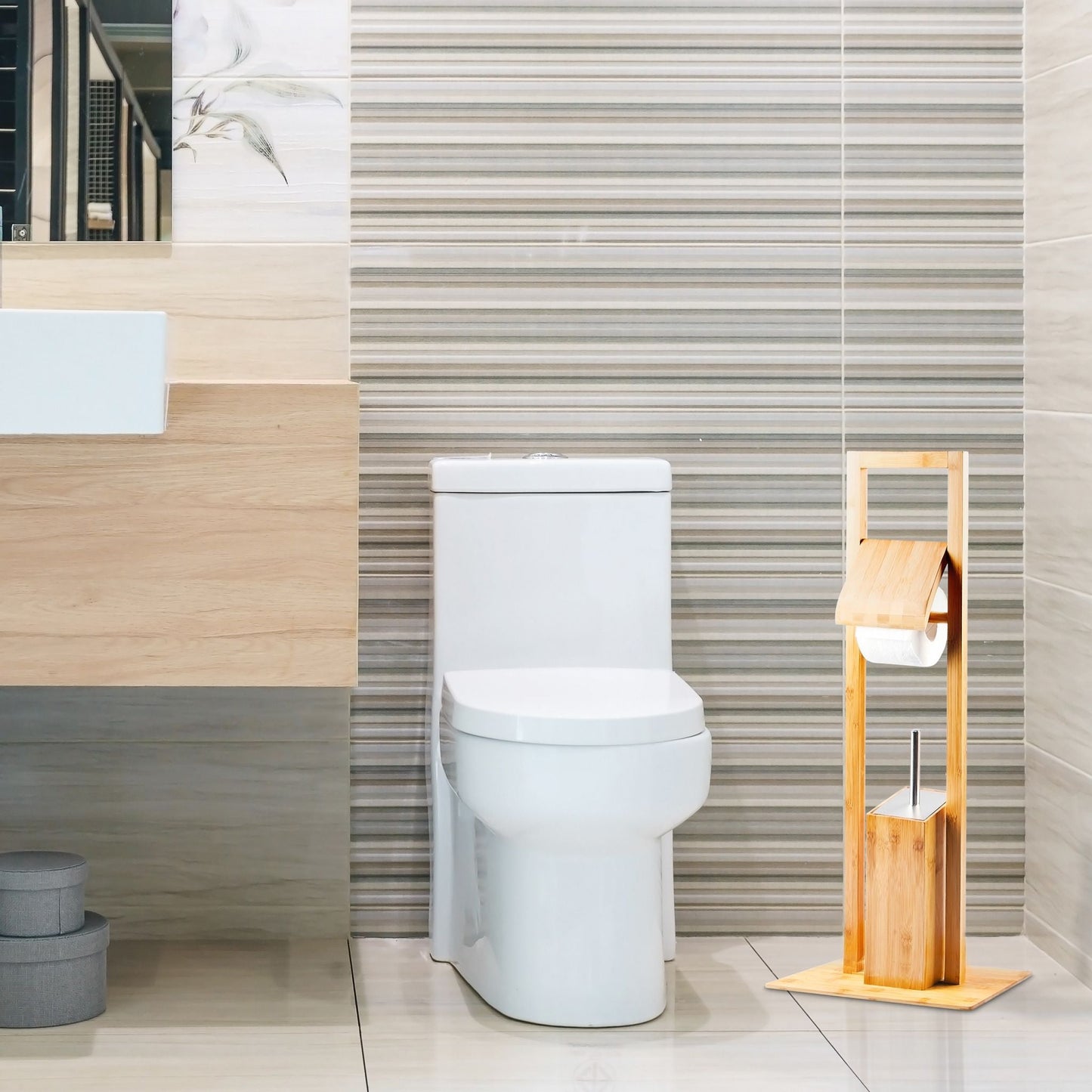 Relaxdays WC Bamboo Accessories Set - Bamboo Bathrooms