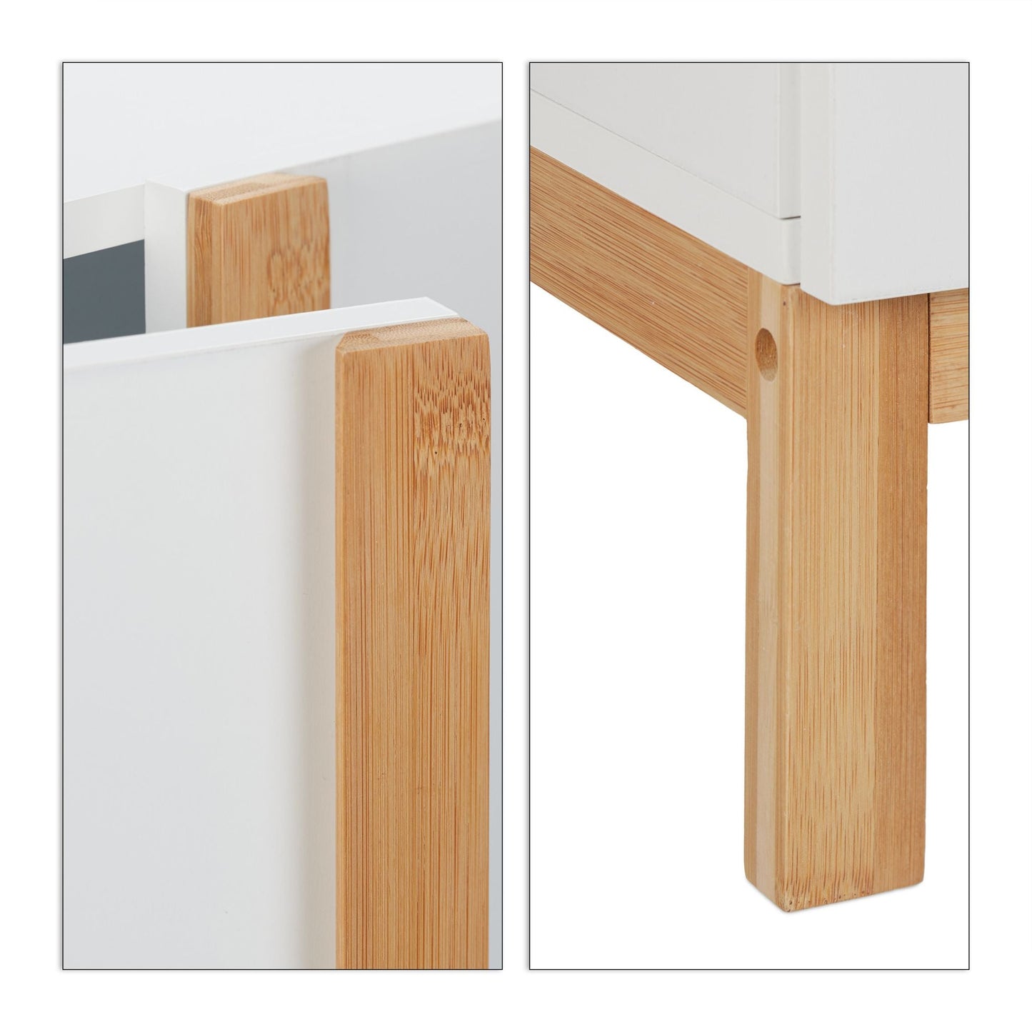 Relaxdays White Bamboo Bathroom Floor Cabinet - Bamboo Bathrooms