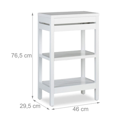 RelaxDays White Bamboo Standing Shelf - Bamboo Bathrooms