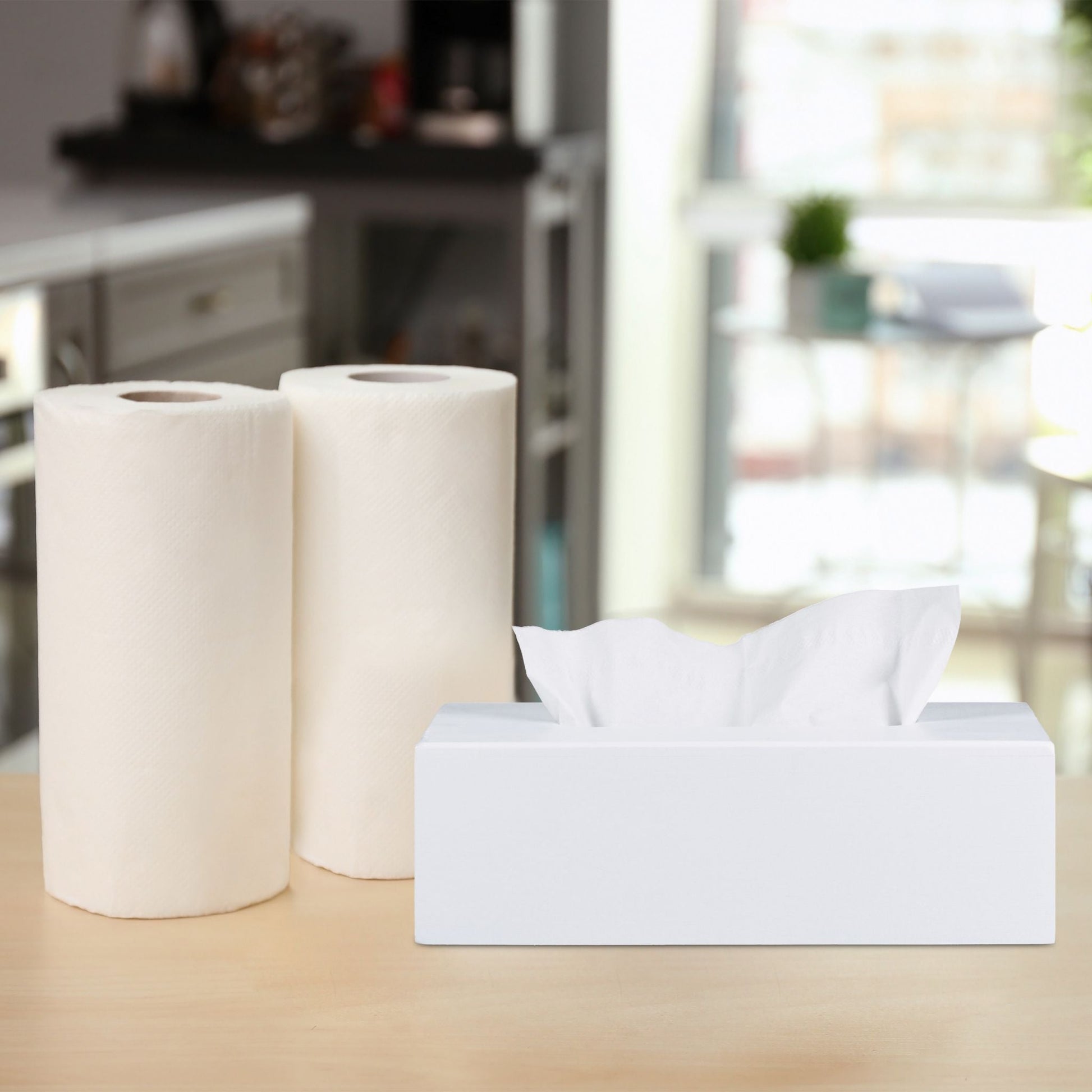 Relaxdays White Bamboo Tissue Box - Bamboo Bathrooms