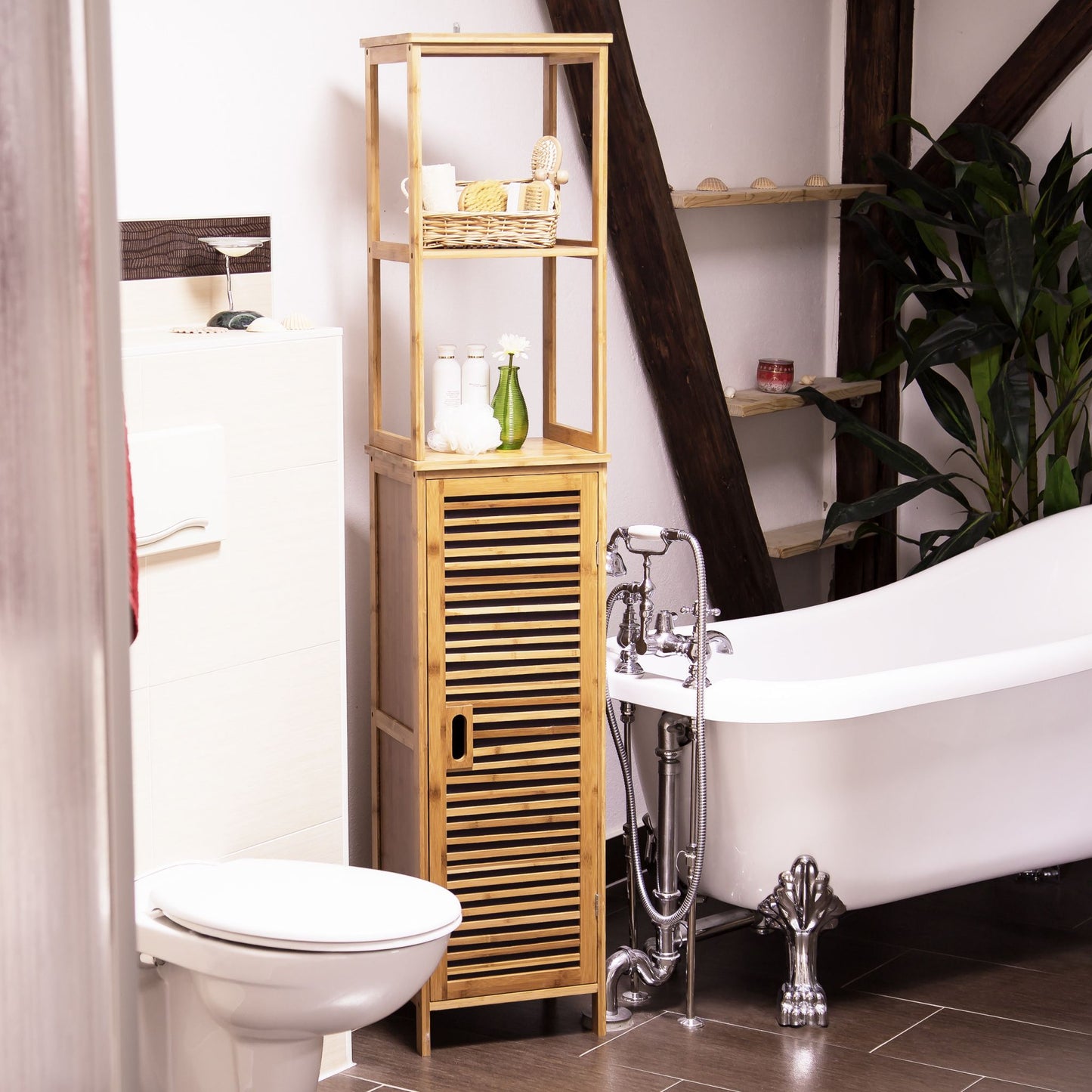 RelaxDays 5-Tier Bamboo Bathroom Rack Bamboo Bathrooms