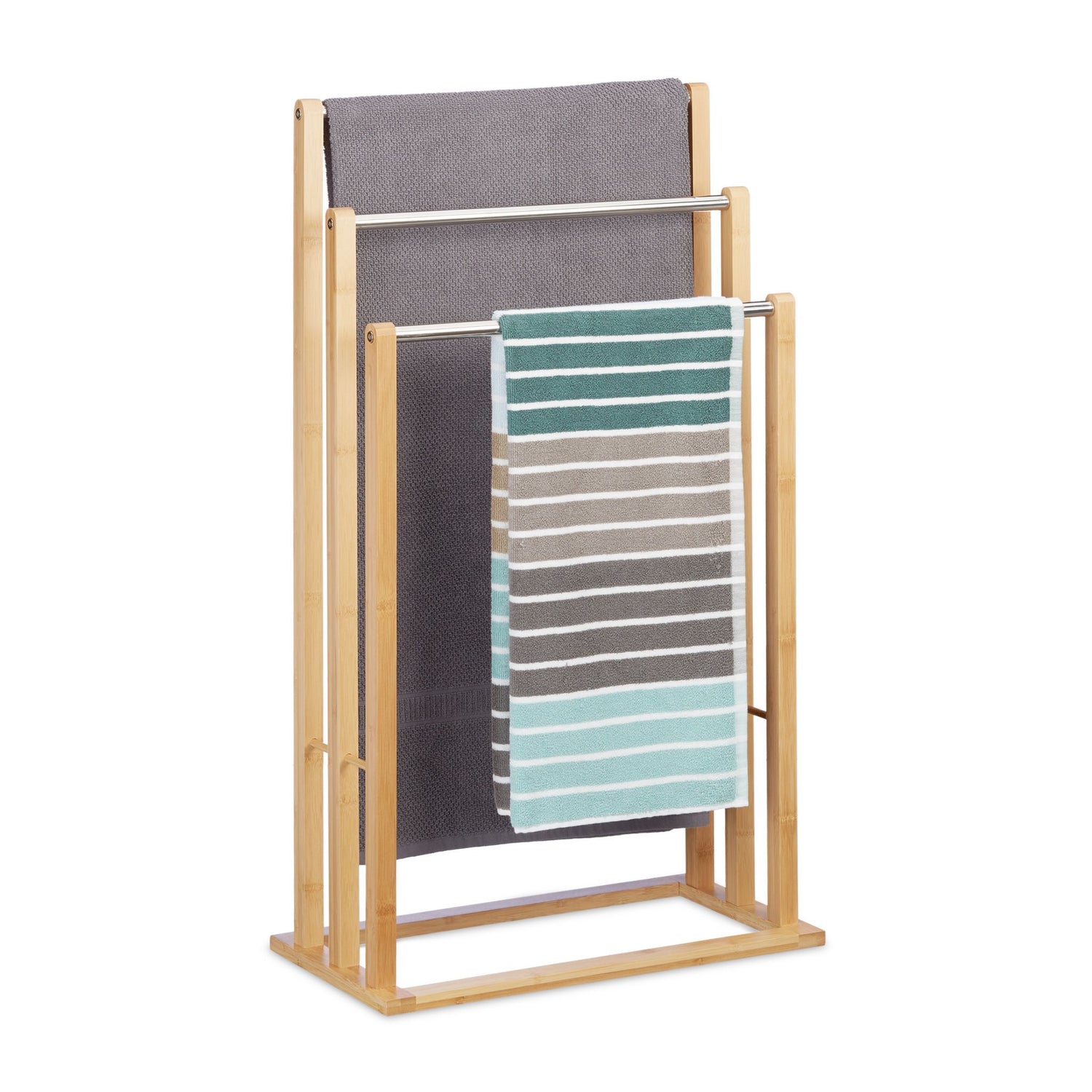 Relaxdays Freestanding towel rack with 3 rails Bamboo Bathrooms