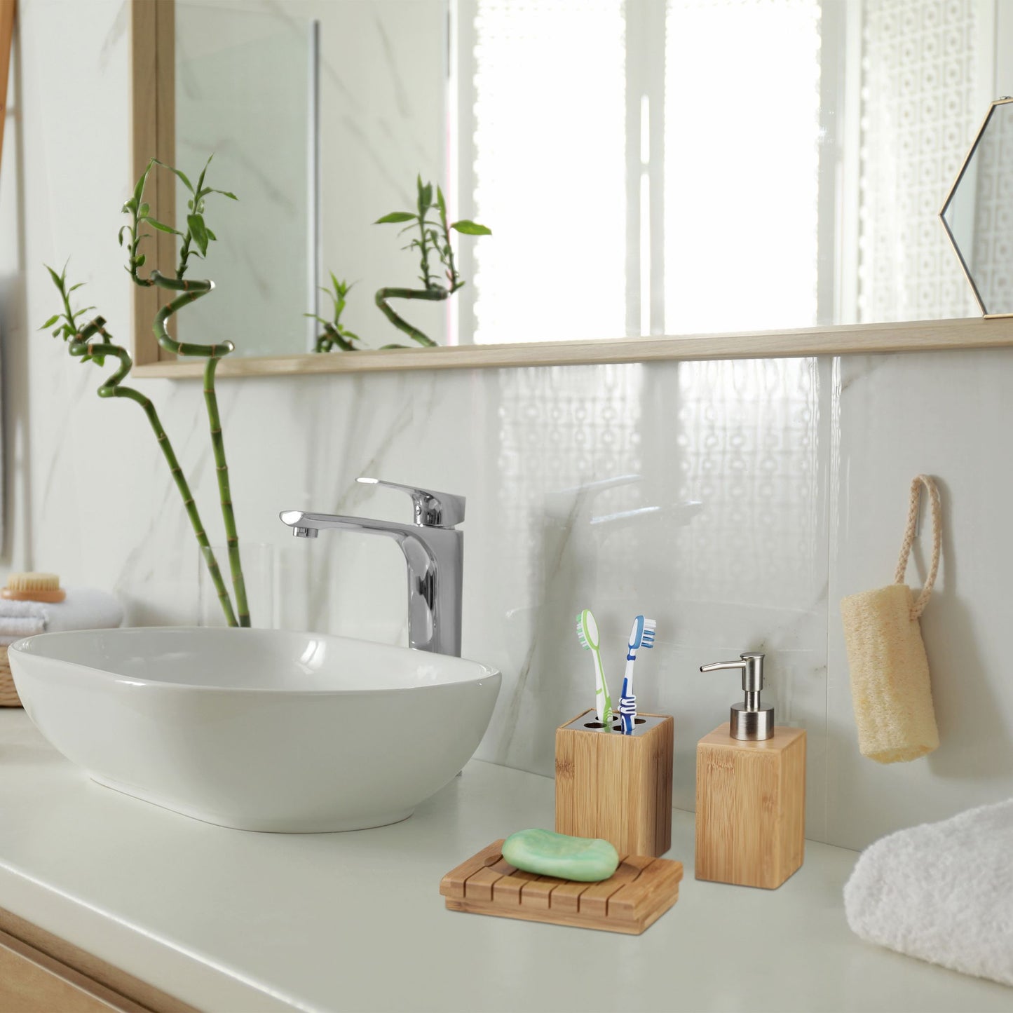 RelaxDays Bamboo Bathroom Accessories Set of 3 in Category Bamboo Bathroom Accessories by Bamboo Bathrooms