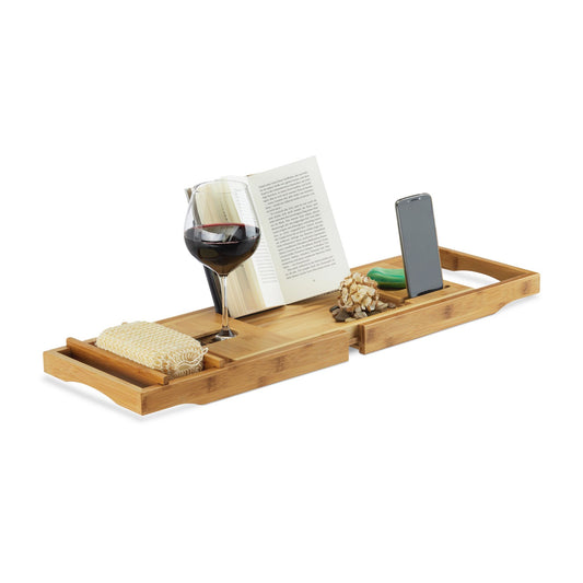 RelaxDays Bamboo Bathtub Caddy with Bookstand Bamboo Bathrooms