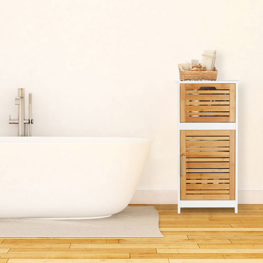 RelaxDays White Bamboo Side Cabinet Bamboo Bathrooms