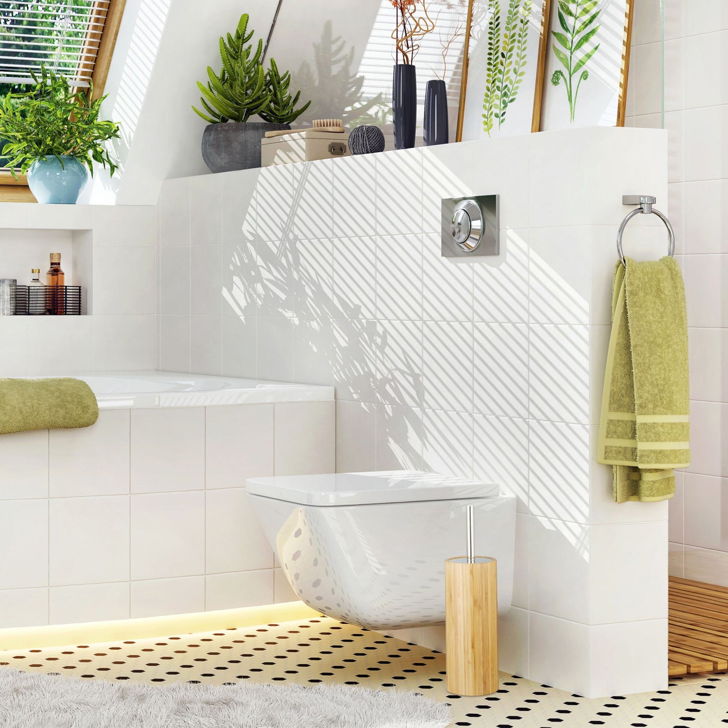 RelaxDays  Bamboo WC Brush Holder Bamboo Bathrooms