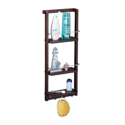 Relaxdays Dark Brown Bamboo Shower Caddy