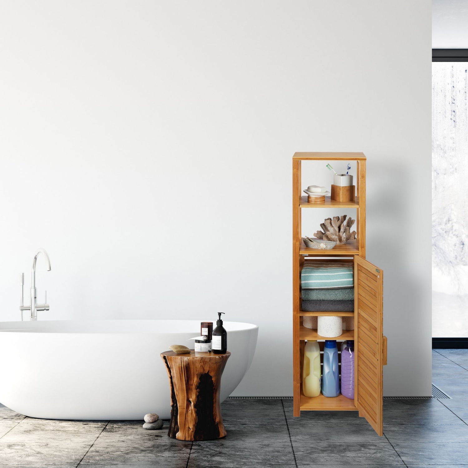 RelaxDays 6-Tier Bamboo Bathroom Shelf Bamboo Bathrooms