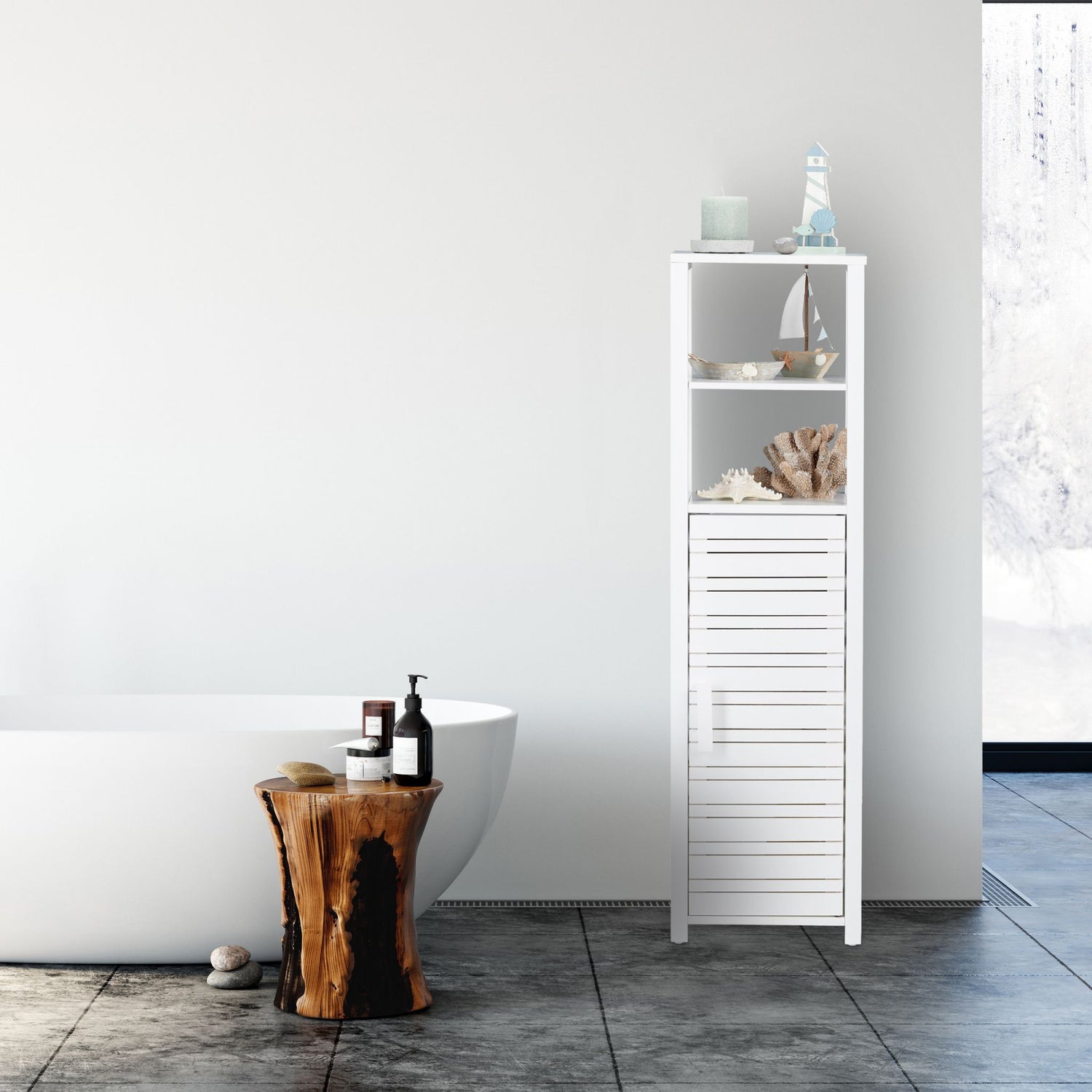 RelaxDays Bamboo Bathroom Shelf with Door Bamboo Bathrooms