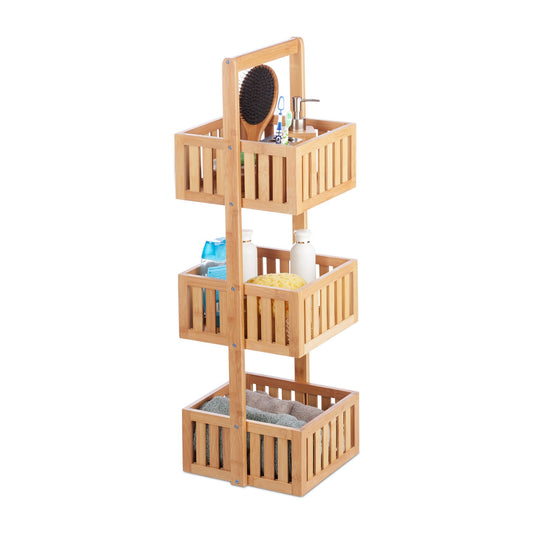 RelaxDays 3-Tier Bamboo Shower Caddy Bamboo Bathrooms