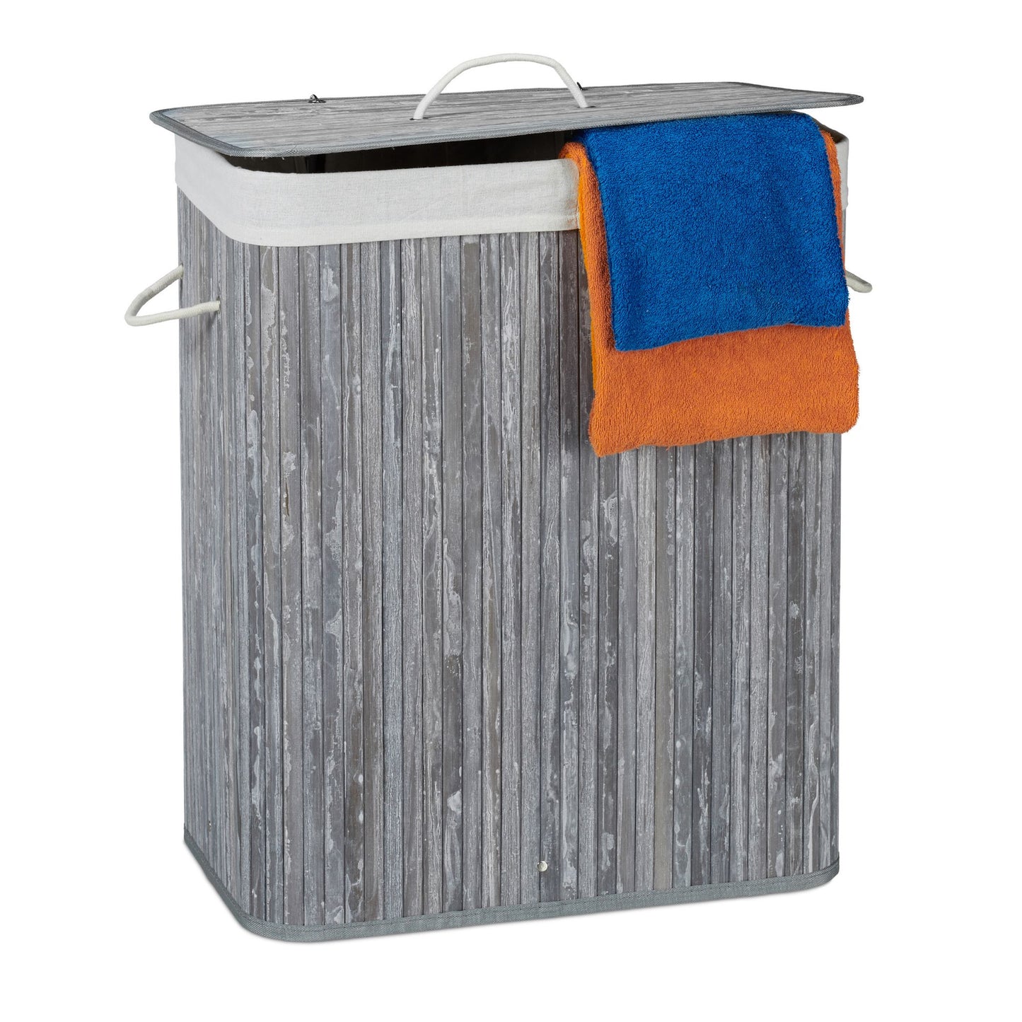 RelaxDays Bamboo Laundry Hamper, 2 Compartments Bamboo Bathrooms