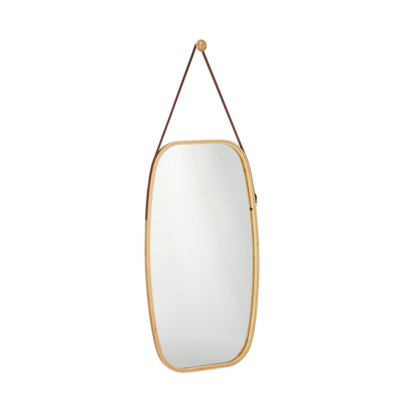 Relaxdays Bamboo Oval Wall Mirror with Strap