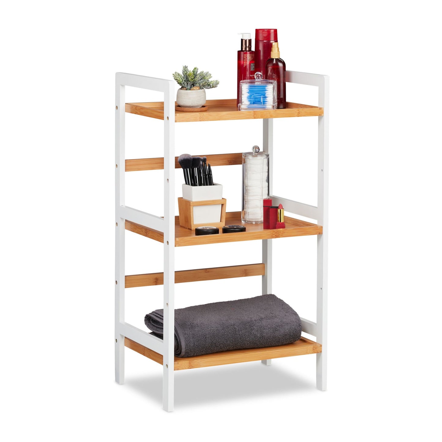 RelaxDays  Bathroom Shelving Unit White/Natural Bamboo Bathrooms