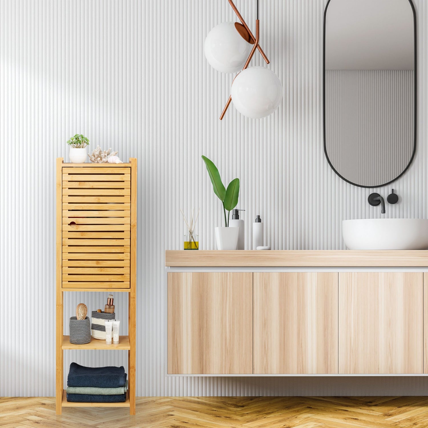 RelaxDays Bamboo Bathroom Cabinet with Door Bamboo Bathrooms