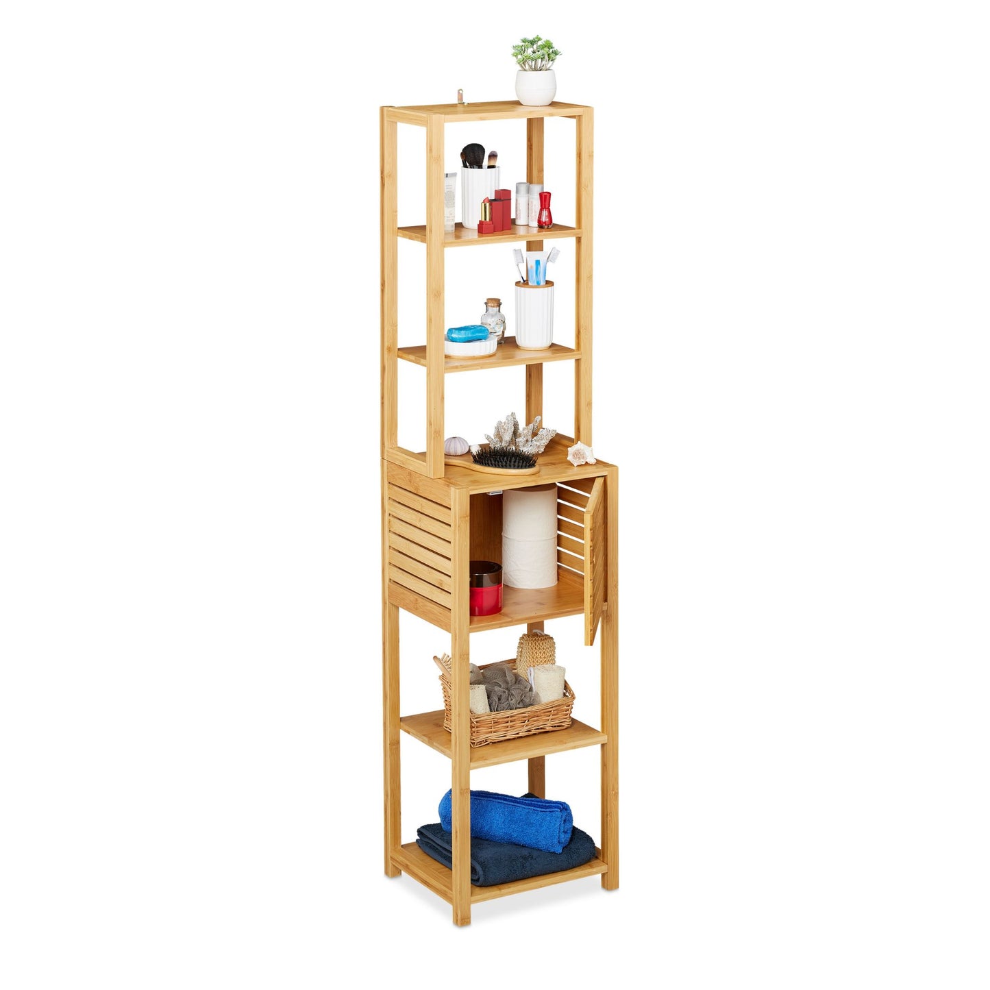 RelaxDays Bamboo Bathroom Cabinet with 7 Shelves Bamboo Bathrooms