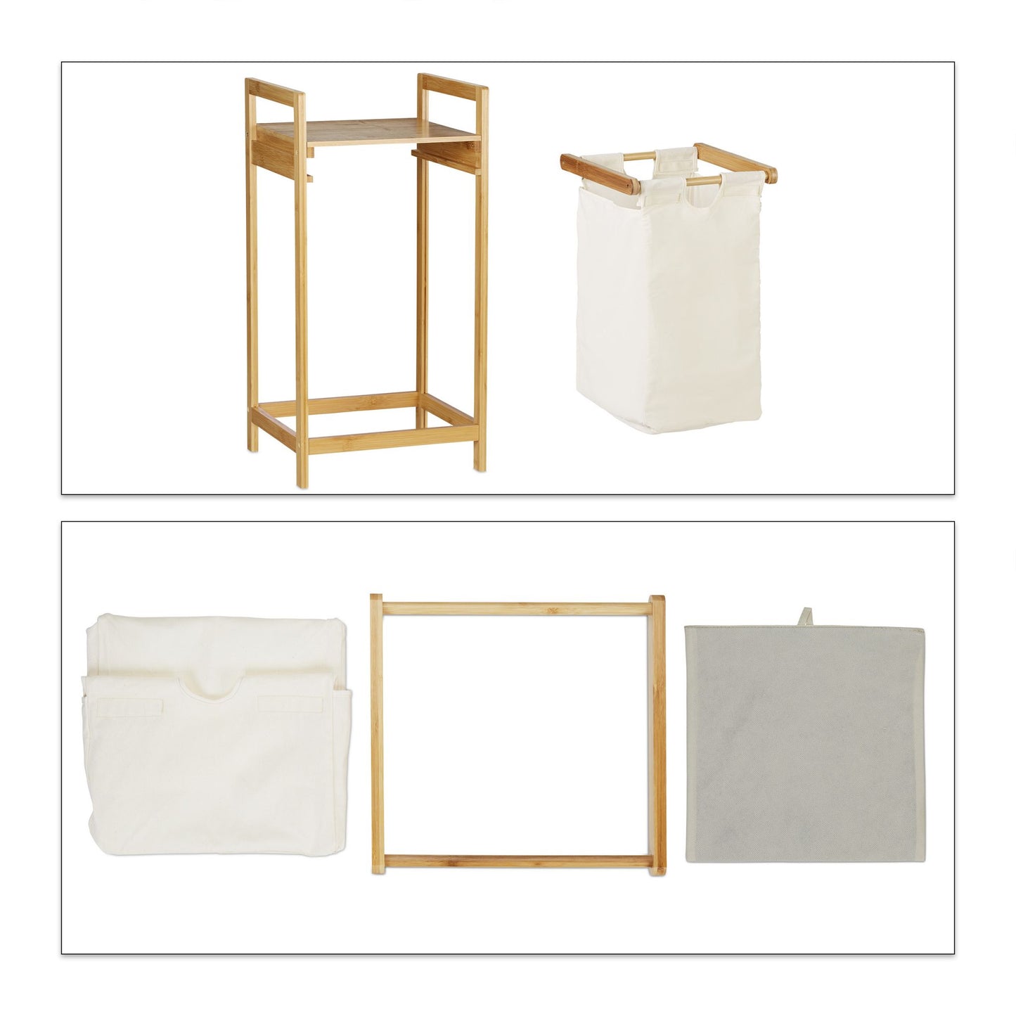 RelaxDays  Pull-Out Bamboo Laundry Basket Bamboo Bathrooms