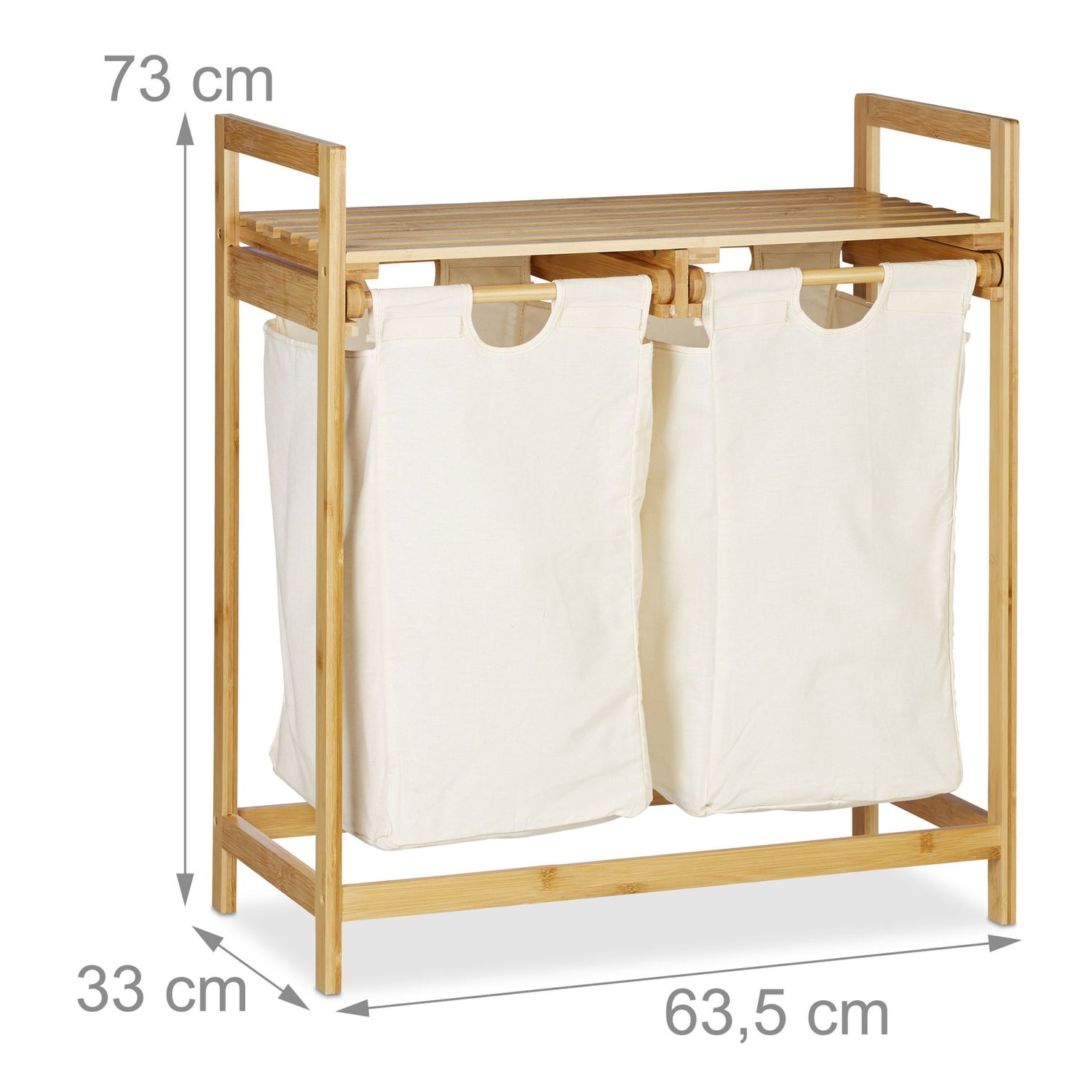 RelaxDays 2-Compartment Bamboo Laundry Hamper Bamboo Bathrooms