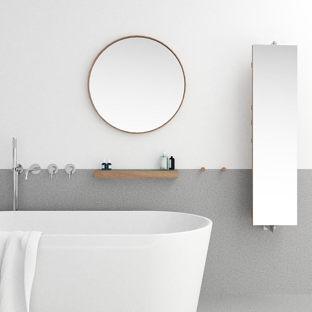 Glance Round Wall Mirror 660 - Natural Oak Bamboo Bathrooms