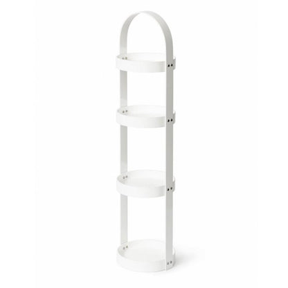 Round Bathroom Caddy Mezza with 4 Trays - White Bamboo Bathrooms