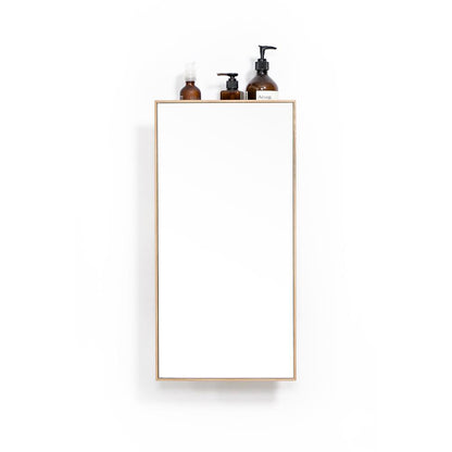 Slimline 3 Tray Bathroom Mirror Cabinet and Shelf Unit - Natural Oak Bamboo Bathrooms