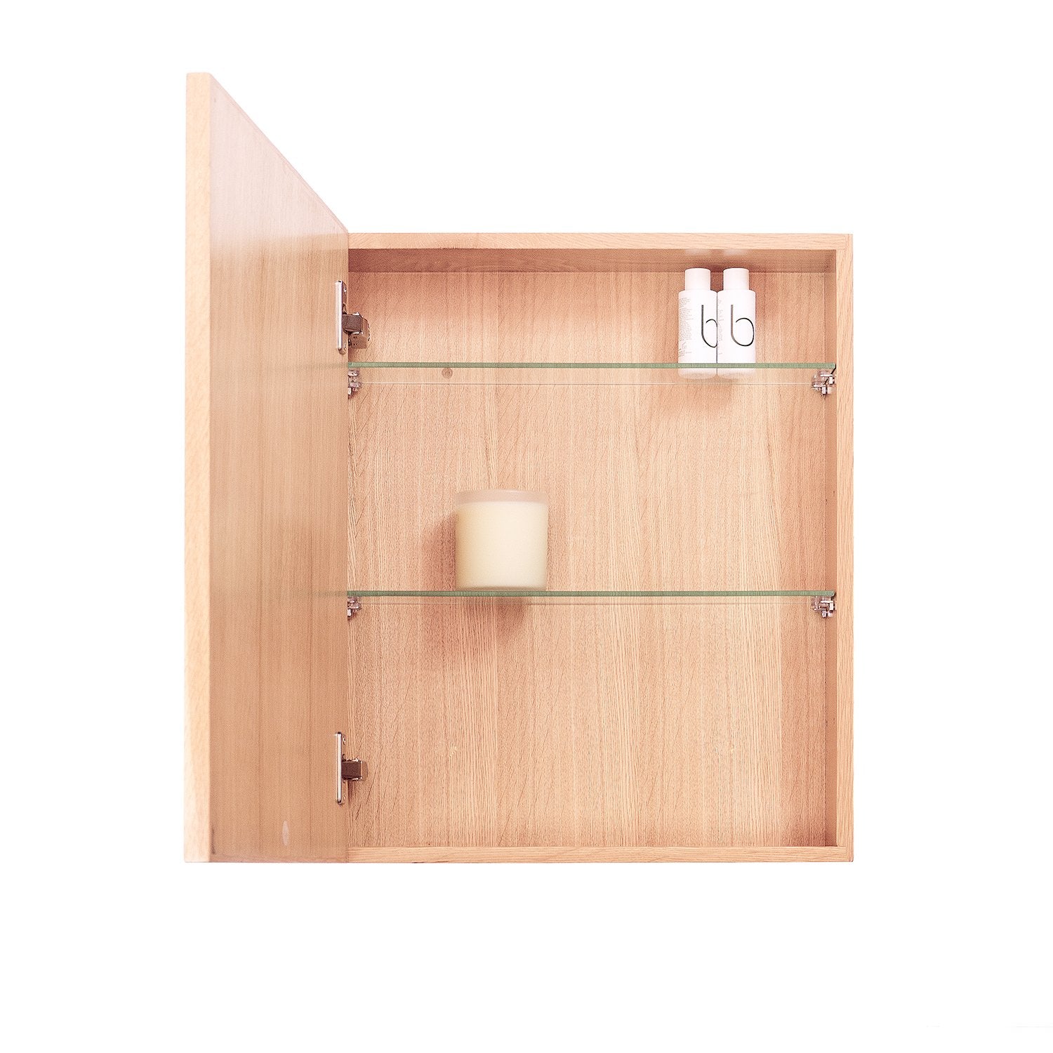 Slimline Bathroom Mirror Cabinet 550 - Natural Oak Bamboo Bathrooms