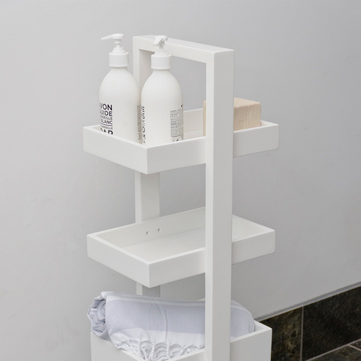 Bathroom Storage 4 Tray Caddy - Mount Fuji - White Bamboo Bathrooms