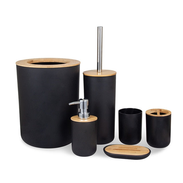 Bamboo Bathroom Accessories Set - 6 Pieces Bamboo Bathrooms