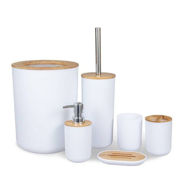 Bamboo Bathroom Accessories Set - 6 Pieces Bamboo Bathrooms